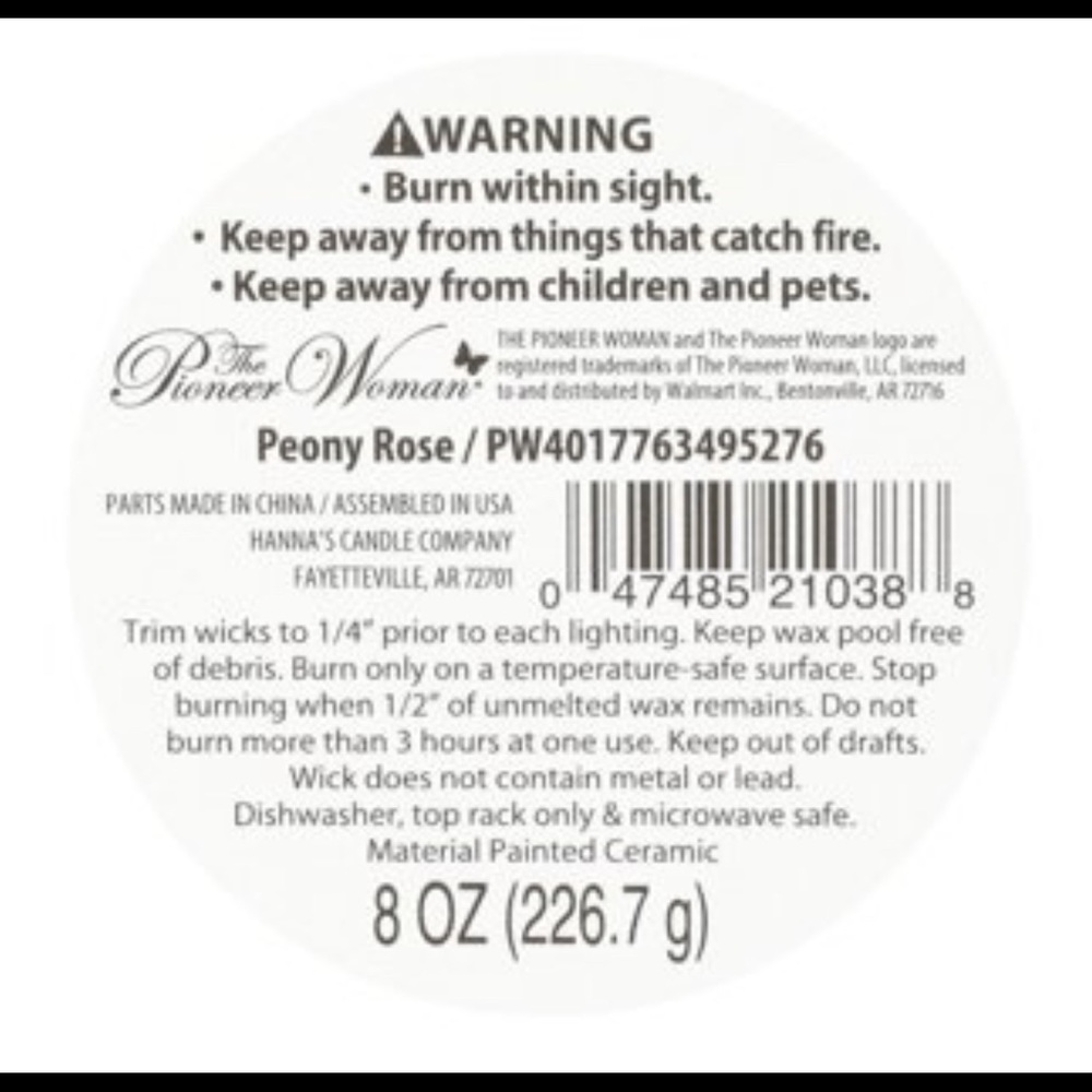 The Pioneer Woman 3-wick Ceramic Candle 8oz Peony Rose - Picture 4 of 4